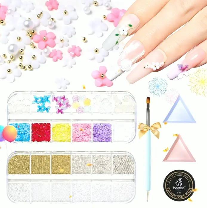 Beetles Brand Flower Nail Decorations 2 Boxes