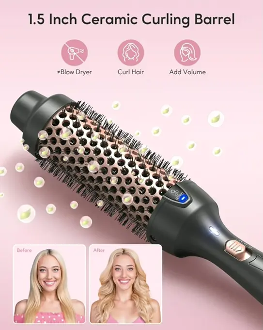 WavyTalk Pro Heated Brush for Blowout Style, 1.5 Inch Ion Circular Brush