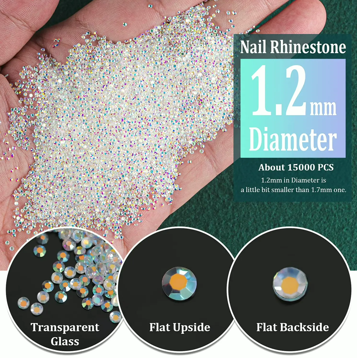 15,000 Tiny Diamond Beads for Nail Art - Shimmering Like Swarovski - 2 Containers - By BELLEBOOST