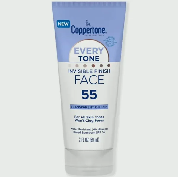Coppertone Face Sunscreen 55, Invisible Finish, 2 Fl Oz