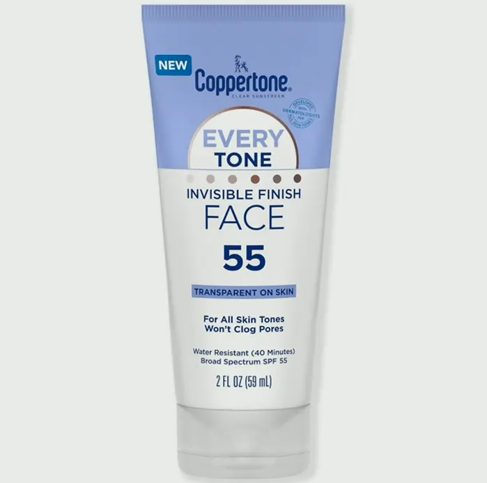 Coppertone Face Sunscreen 55, Invisible Finish, 2 Fl Oz