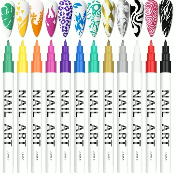 Twelve Shade 3D Nail Art Pens Set, Kalolary's Polish Pens for Nail Art