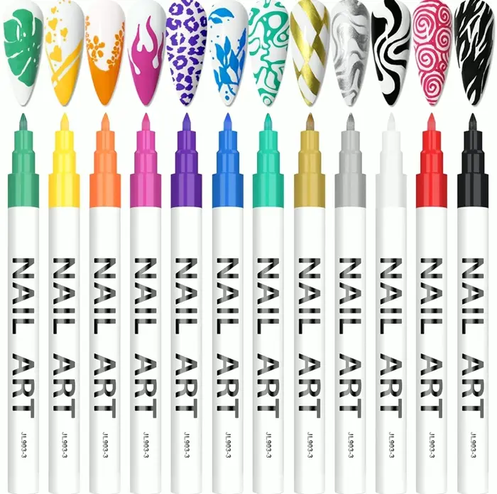 Twelve Shade 3D Nail Art Pens Set, Kalolary's Polish Pens for Nail Art