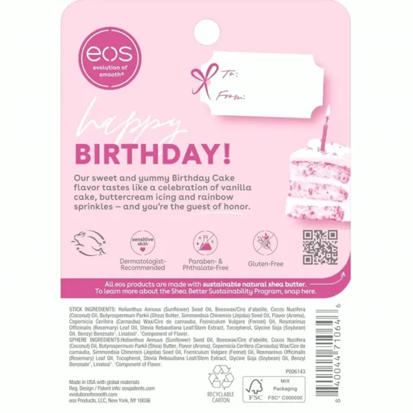 eos Shea Lip Balm - Celebration Flavor, All-Day Moisture, 0.39 oz