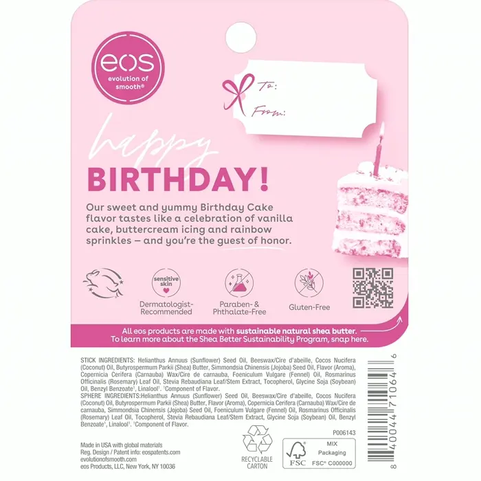 eos Shea Lip Balm - Celebration Flavor, All-Day Moisture, 0.39 oz