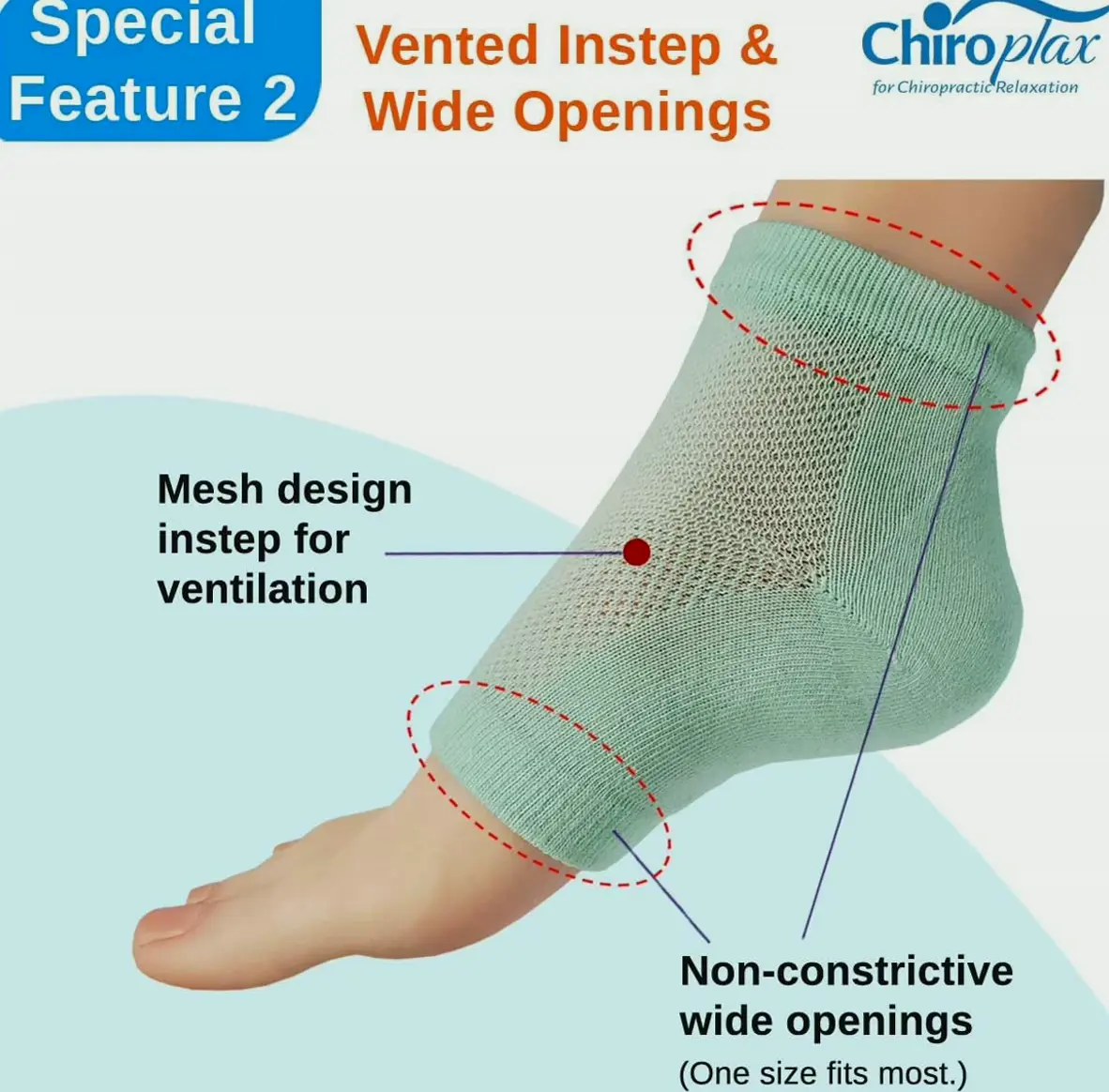 Chiroplax Moisturizing Socks for Dry Heels, 2 Pairs (Grey)