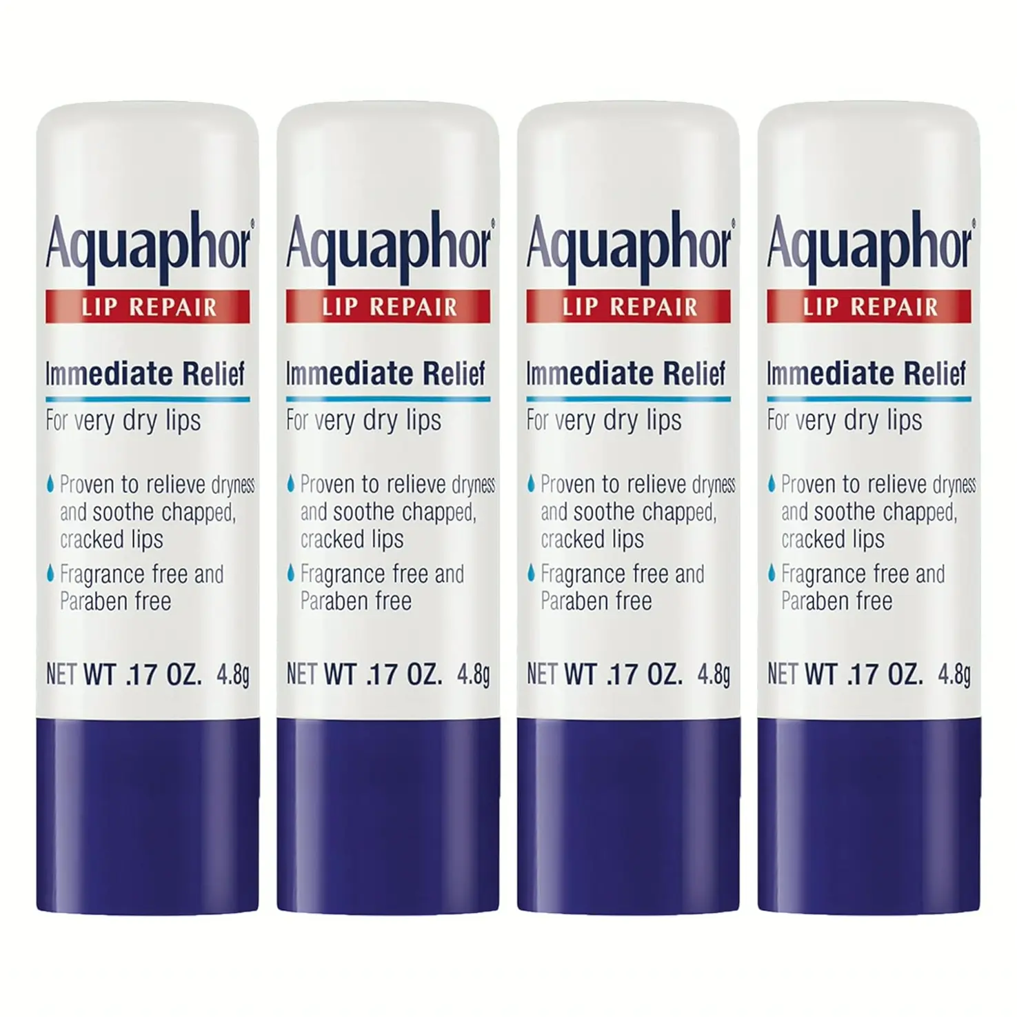 Aquafor Lip Repair Stick - Heals Dry Lips - .17 Ounce (Set of 4)