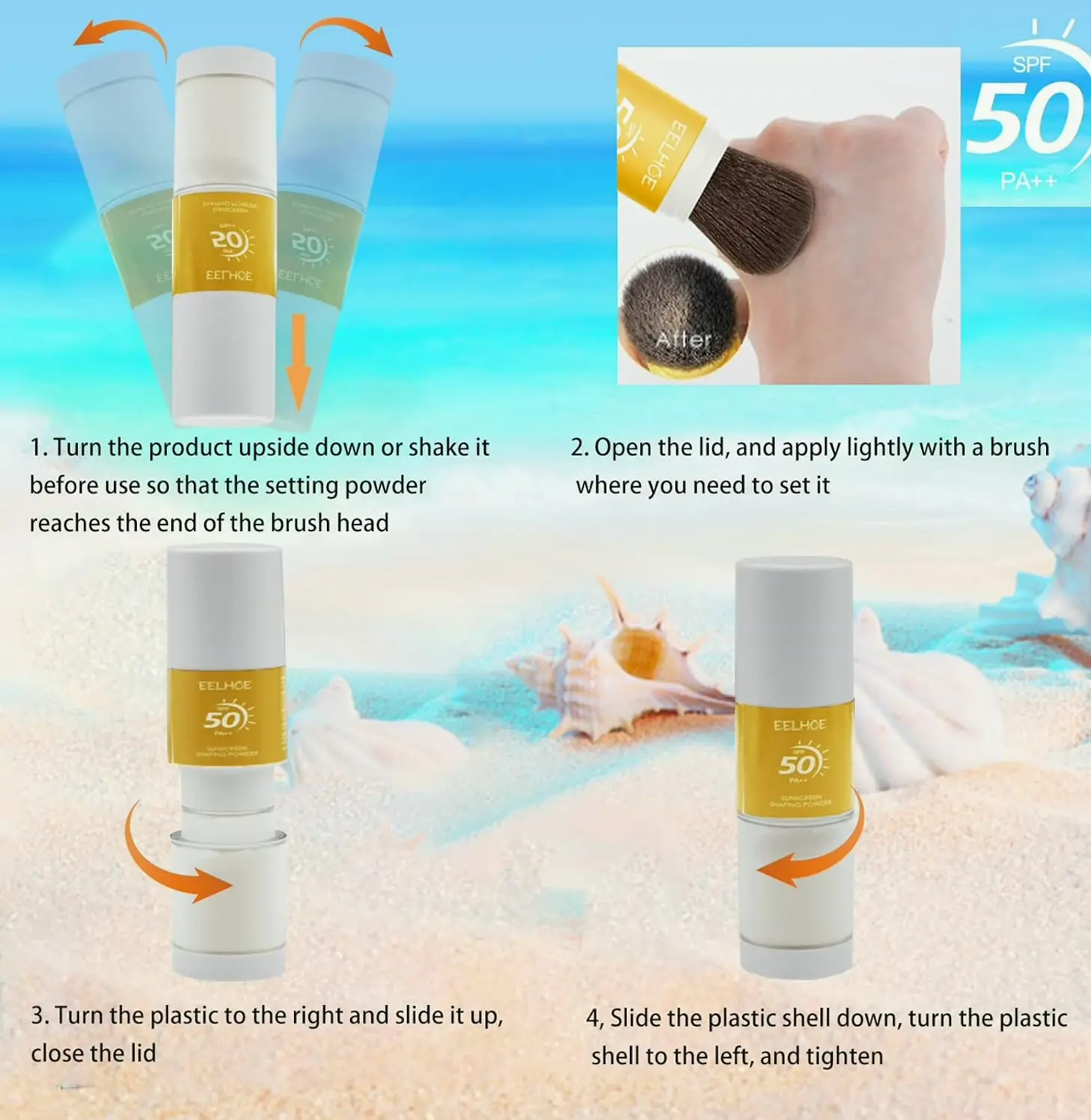 Sunscreen Fixing Makeup Powder SPF 50 Facial Moisturizer