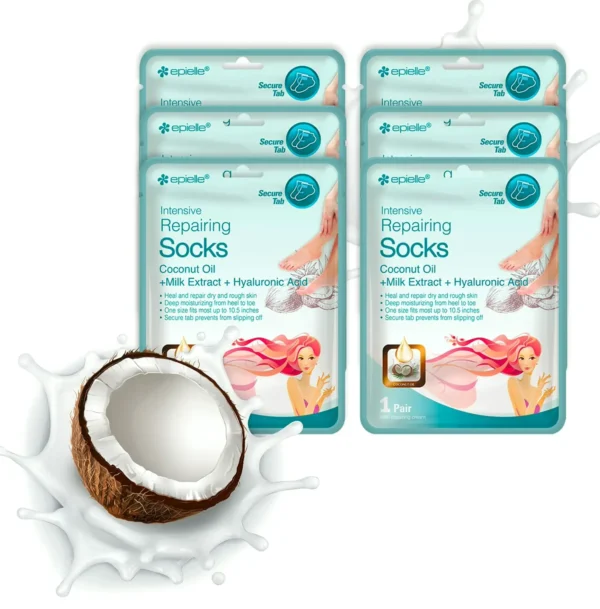 Intensive Heel Spa Socks (Six-Pack) | Coconut + Milk Extract + Hyaluronic Acid