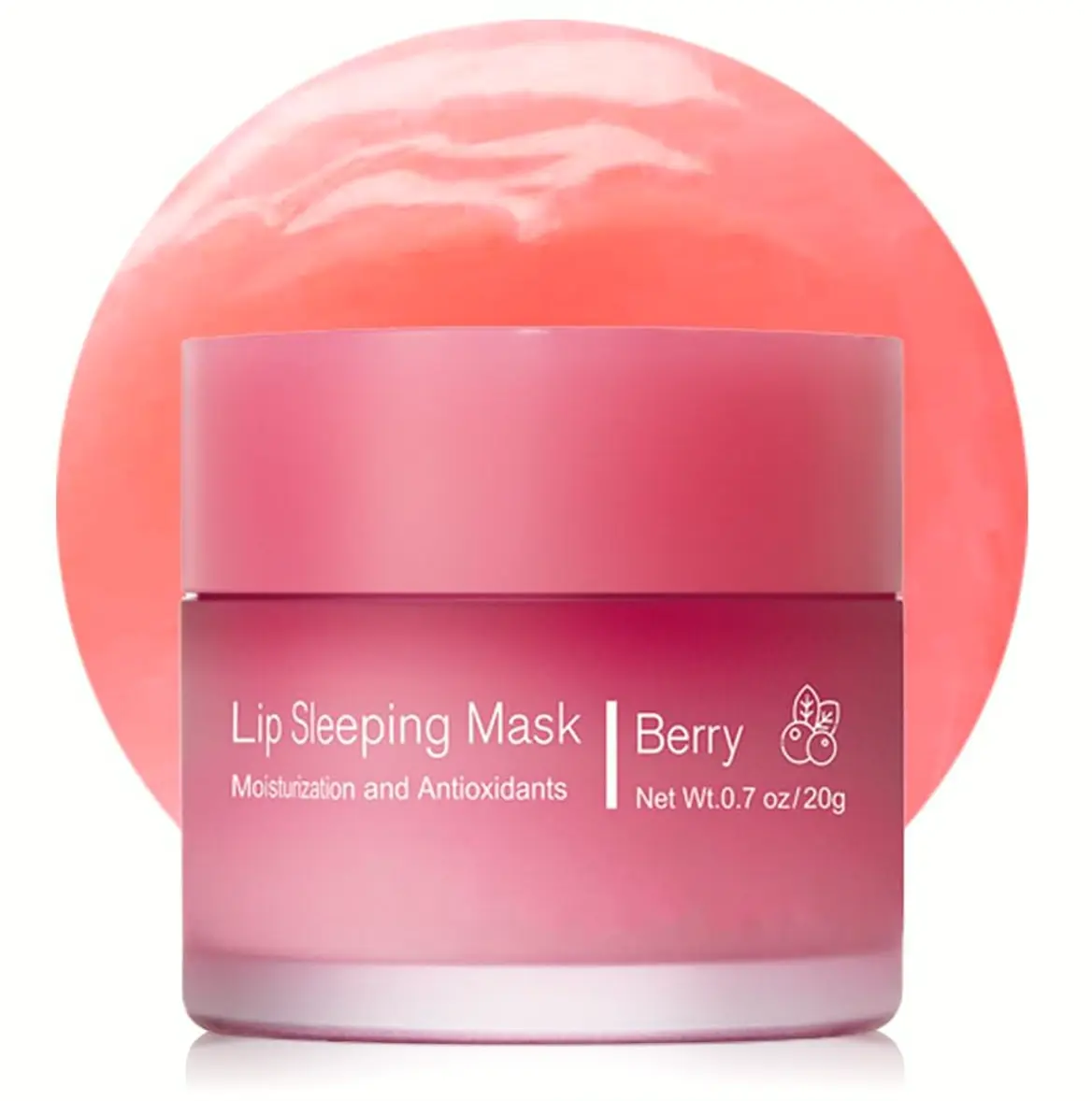 Hydrating Lip Mask, Long-lasting Overnight Treatment, Reduces Dry Lips (Berry) 0.7 OZ