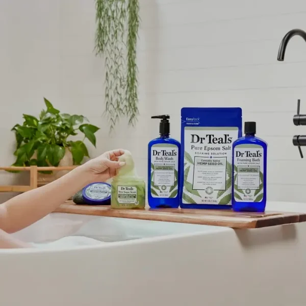 Dr Teal's Body Wash featuring Pure Epsom Salt, Cannabis Sativa Hemp Seed Oil, 24 fl oz (Set of 2)