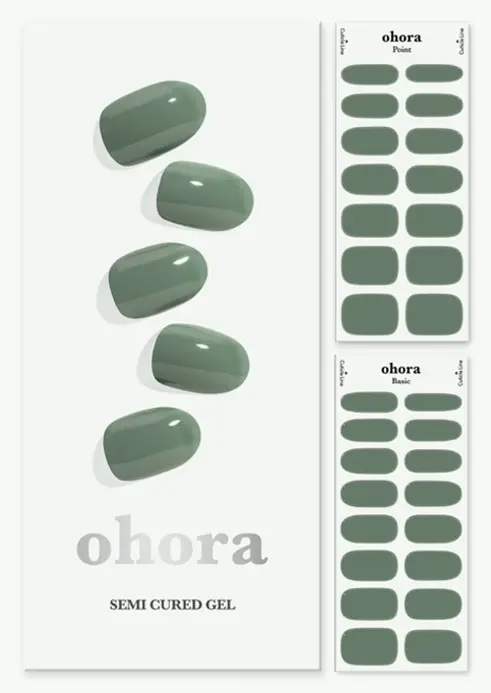 Semi Cured Gel Nail Strips in Green from ohora
