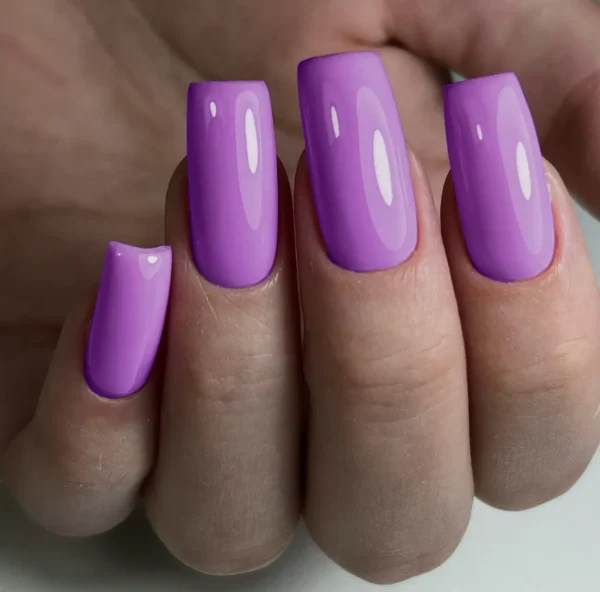 24 Purple Press-On Nails Glossy Tall Coffin Design