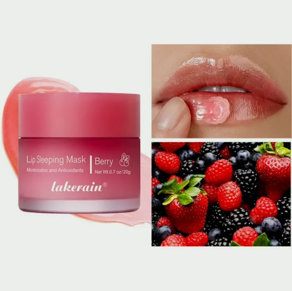 Hydrating Lip Mask, Long-lasting Overnight Treatment, Reduces Dry Lips (Berry) 0.7 OZ