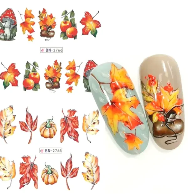 Autumn Nail Stickers Maple Design