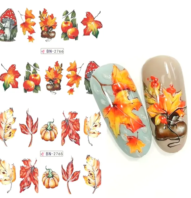 Autumn Nail Stickers Maple Design
