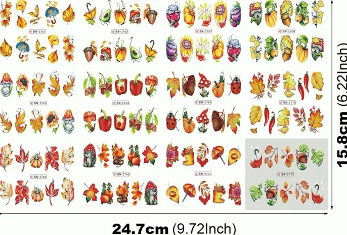 Autumn Nail Stickers Maple Design