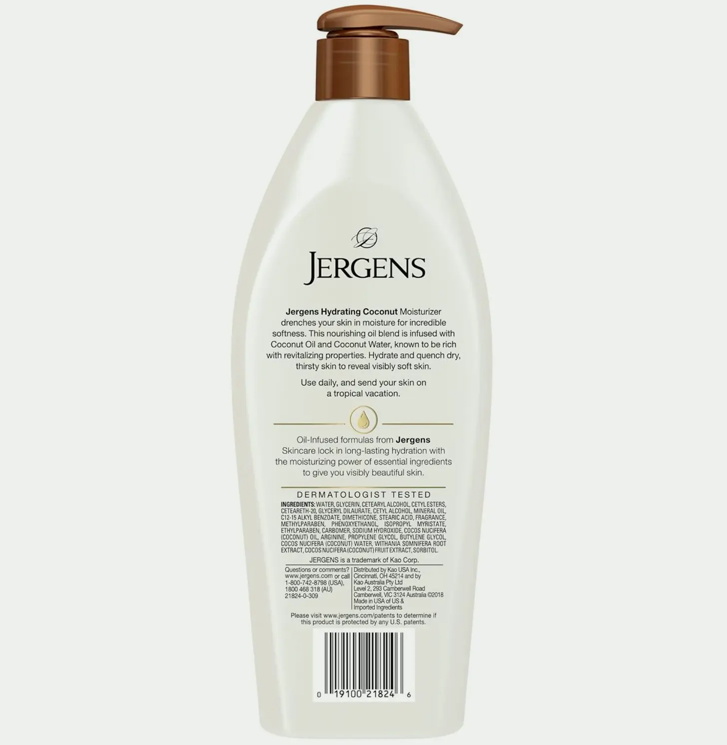 Jergens Hydrating Coconut Body Moisturizer, 16.8 Oz (Pack of 3)