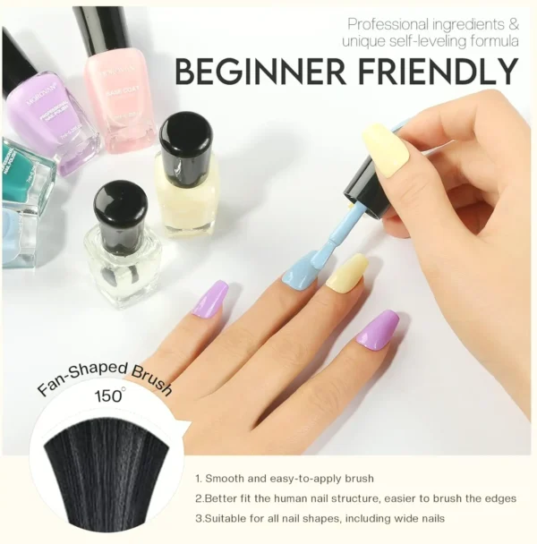 Morovan's Nail Polish Set: Quick Dry Macaroon Colors w. Foundation & Top Coat