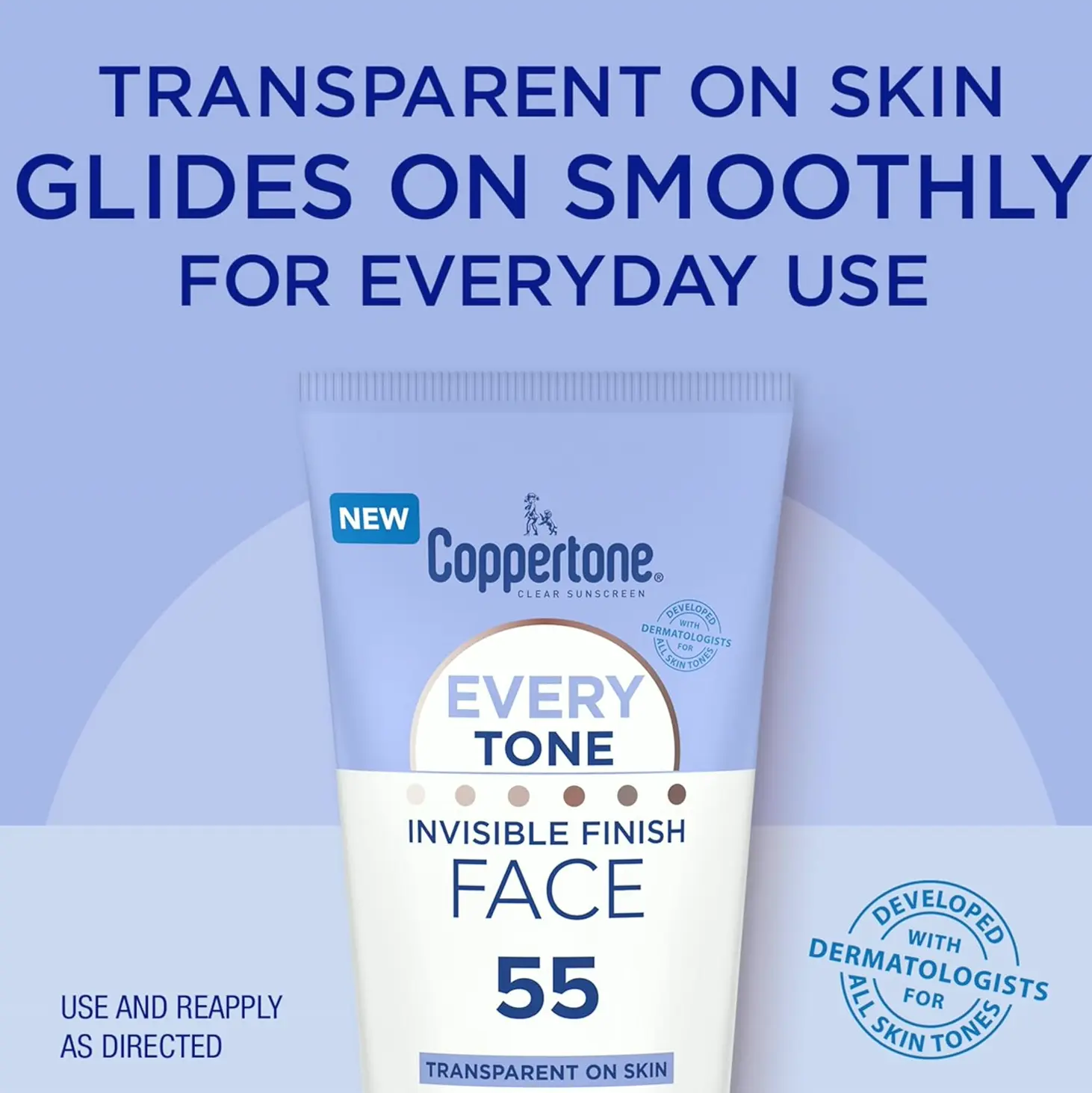 Coppertone Face Sunscreen 55, Invisible Finish, 2 Fl Oz