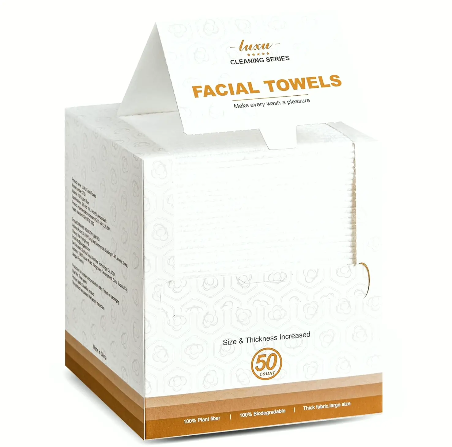 Eco-friendly Face Wipes, Extra Thick, Gentle, 50-Pack