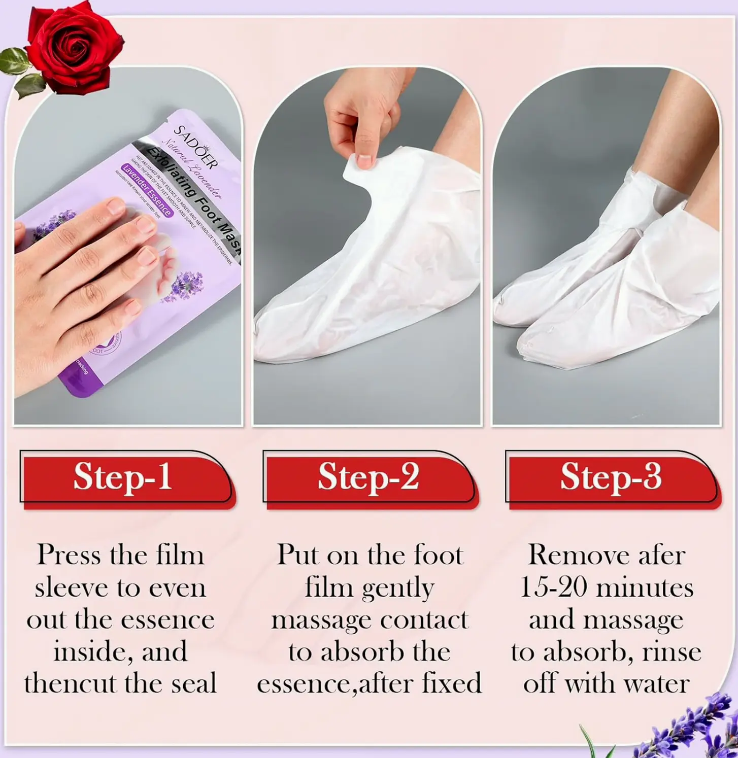 Twenty-Four Pieces Hand and Sole Spa Masks Ideal-for Females, Rose-scented and Lavender-scented