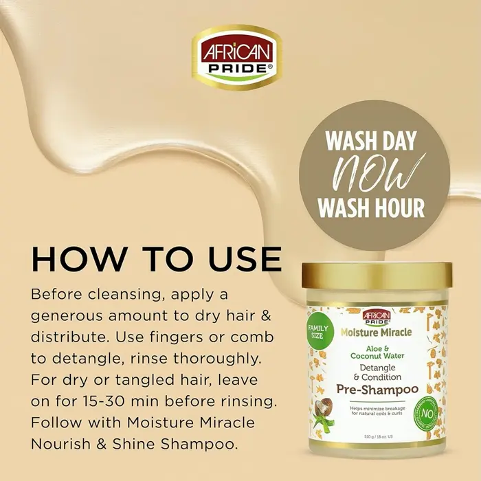 African Moisture Wonder Pre-Wash using Aloe & Coconut Liquid - 18 ounces