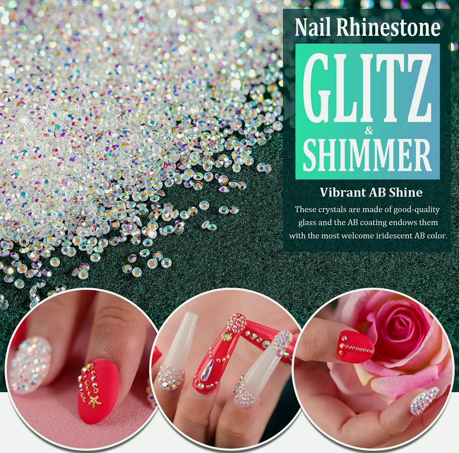 15,000 Tiny Diamond Beads for Nail Art - Shimmering Like Swarovski - 2 Containers - By BELLEBOOST