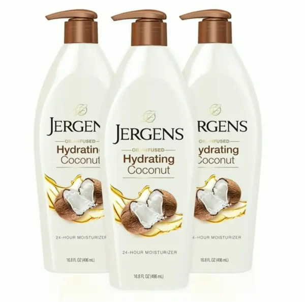 Jergens Hydrating Coconut Body Moisturizer, 16.8 Oz (Pack of 3)