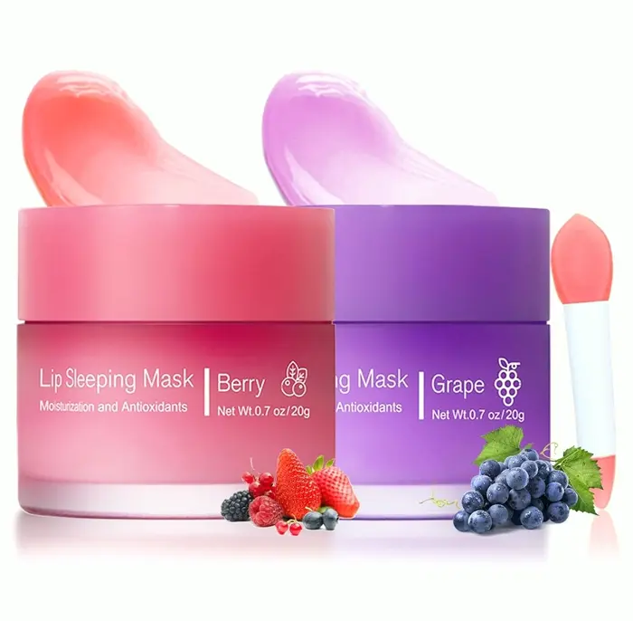 2Pcs Overnight Lip Mask Set with Wand (Berry + #4Grape)