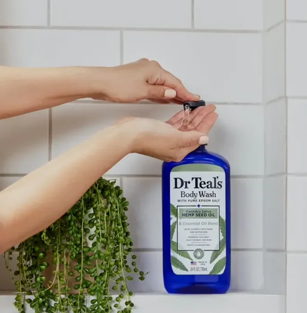Dr Teal's Body Wash featuring Pure Epsom Salt, Cannabis Sativa Hemp Seed Oil, 24 fl oz (Set of 2)
