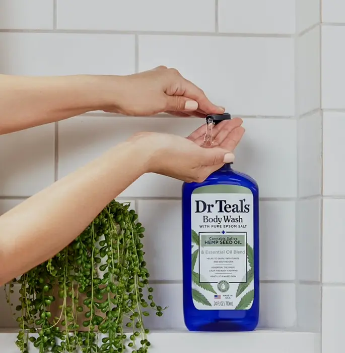 Dr Teal's Body Wash featuring Pure Epsom Salt, Cannabis Sativa Hemp Seed Oil, 24 fl oz (Set of 2)