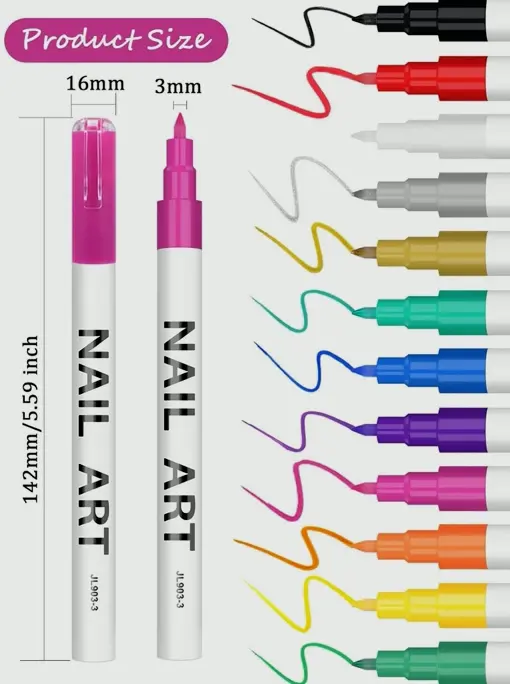 Twelve Shade 3D Nail Art Pens Set, Kalolary's Polish Pens for Nail Art