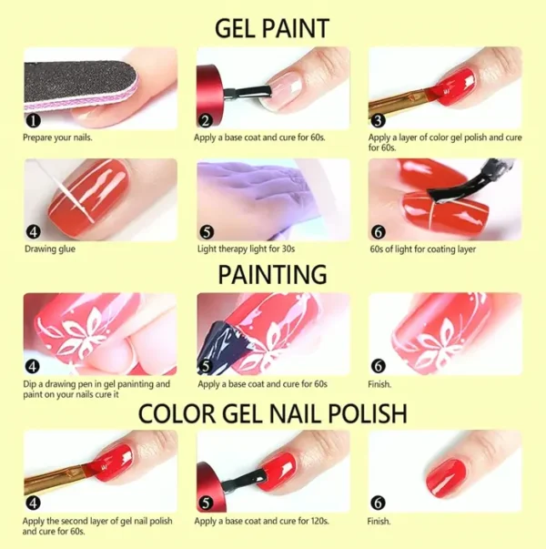 12 Colors Gel Pen Kit for Nail Decor