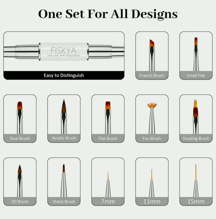 Nail Brushes Set Dual-end Acrylic Pens