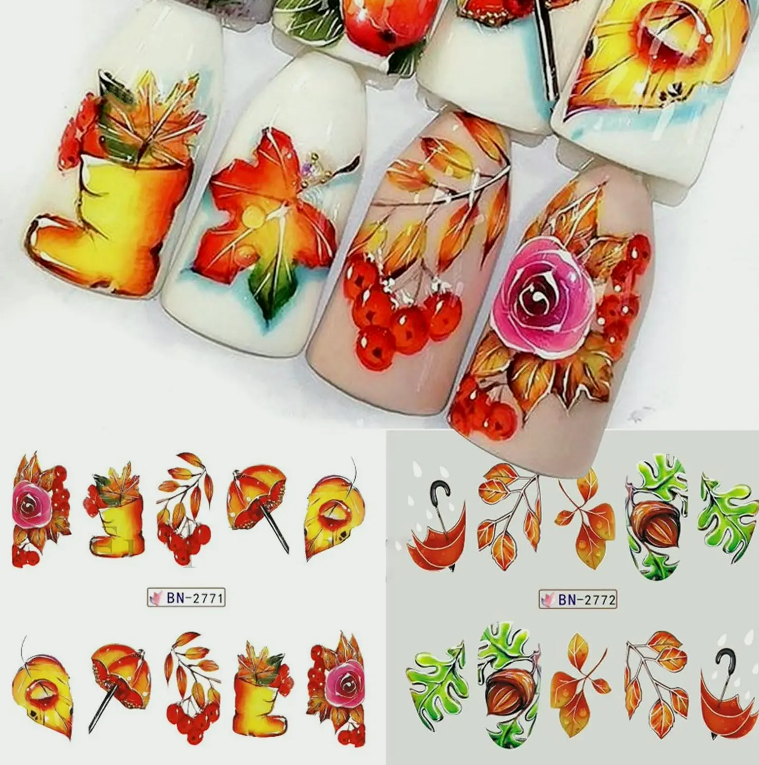 Autumn Nail Stickers Maple Design