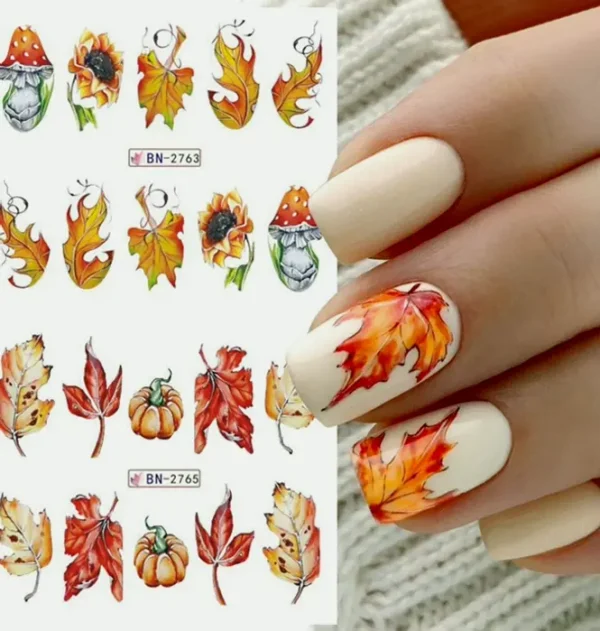 Autumn Nail Stickers Maple Design