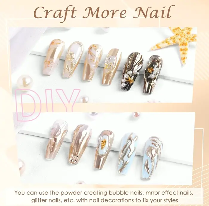 Metallic Manicure Powder for Reflective Look - Champagne Gold