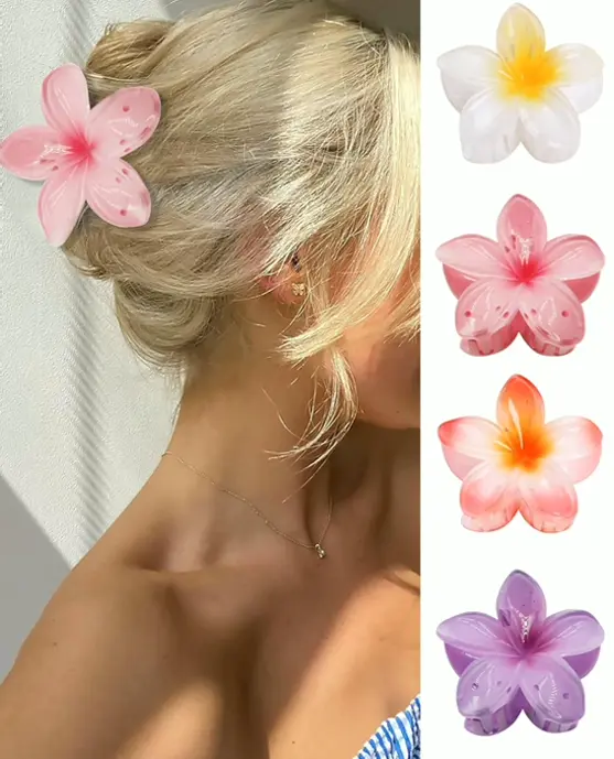 Flower Hair Claw Clips - 4PCS for Dense Locks, Strong Grip