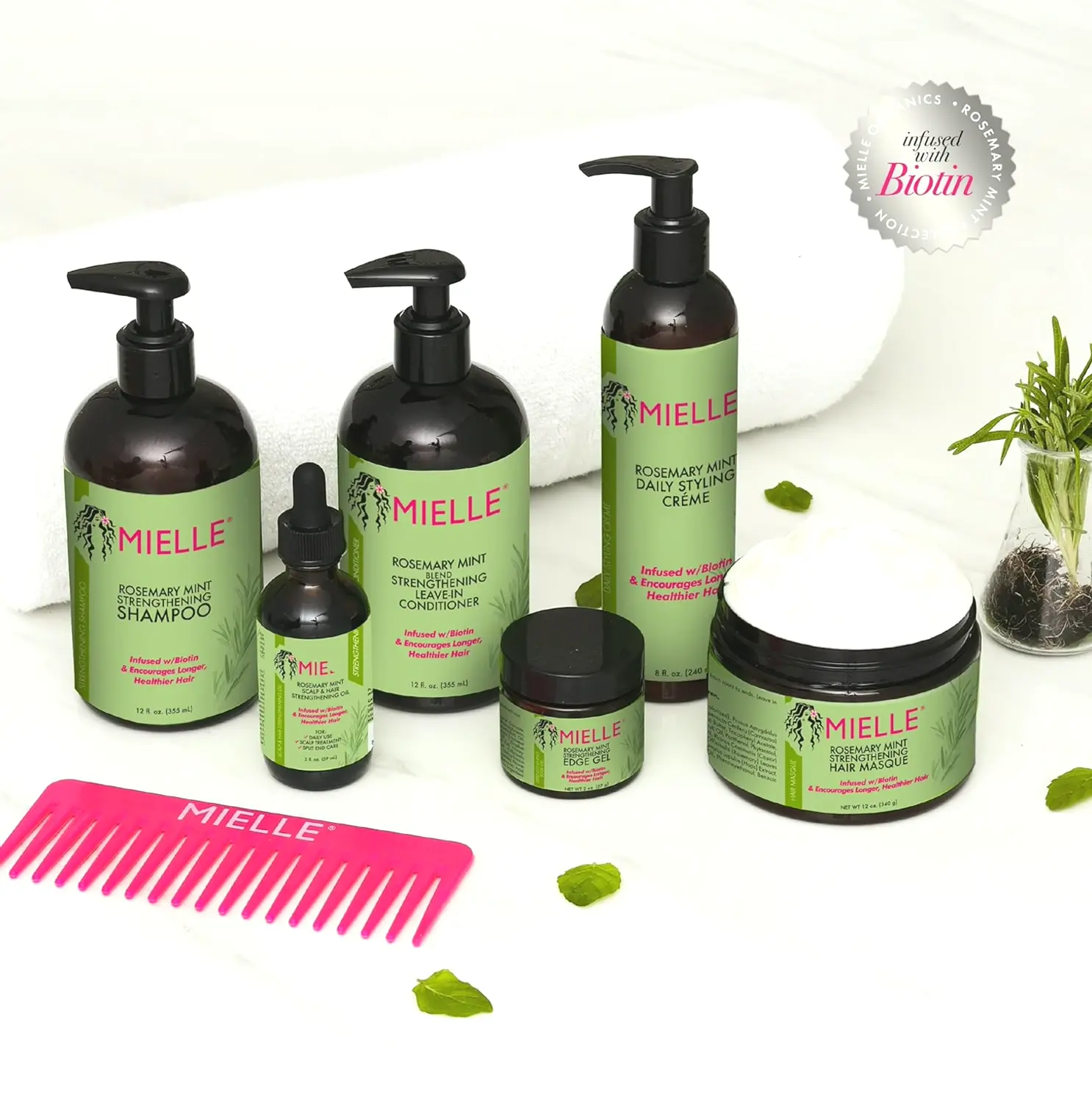 Mielle Rosemary Mint Strengthening Hair Masque, Essential Oil & Vitamin B7 Intense Care, Repair Dry & Damaged Hair, 12 oz