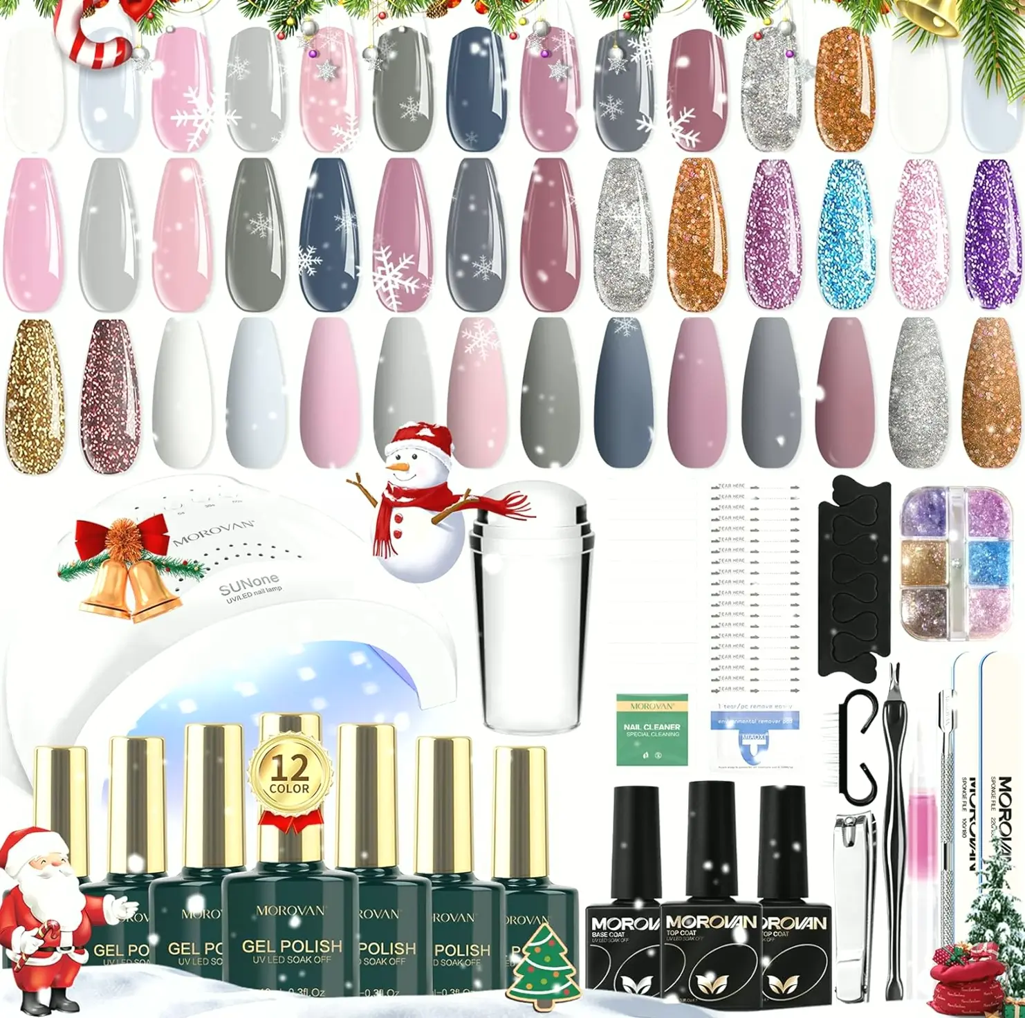 Morovan Gel Polish Kit: 12 Colors with U V/LED and Accessories