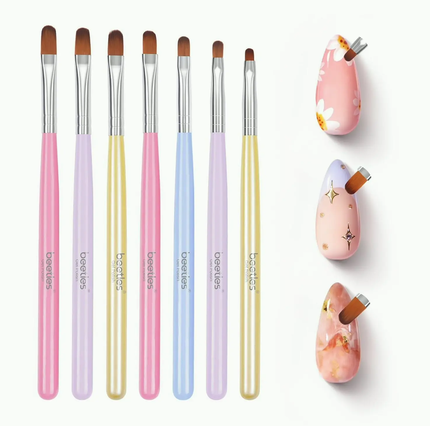 Beetle Gel Brush Set - 7-Piece Nail Brush Kit