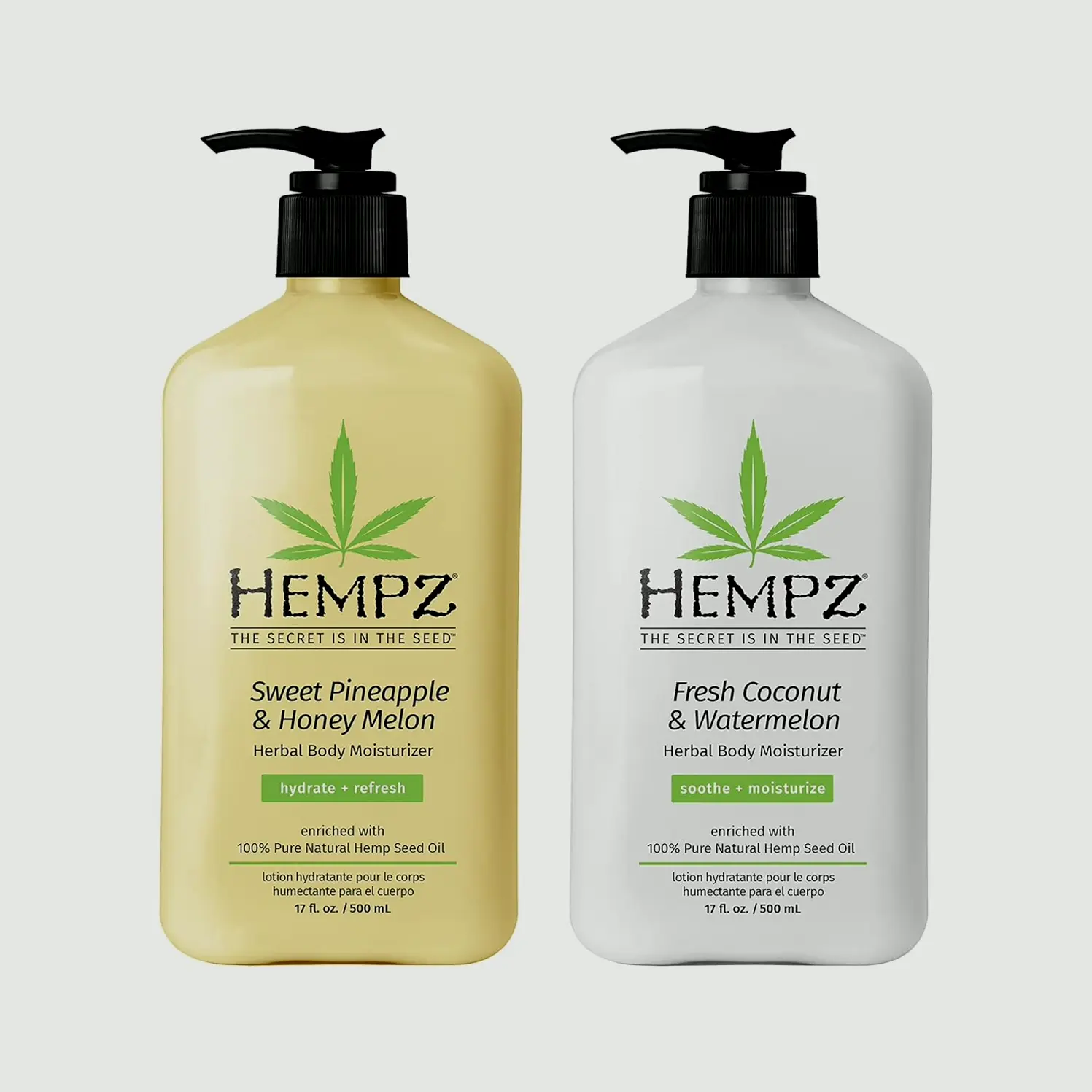 Hempz Body Moisturizer: Tasty Pineapple's & Honey Melons + Coconut & Watermelons Everyday Skin Care Lotion (Bundle) with Shea's Butter's & Aloe's - 17 Fluid Ounces