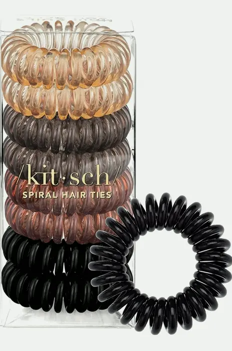 Spiral Coil Ties for Ladies - No Damage Hair Bands, Set of 8 (Brunette)