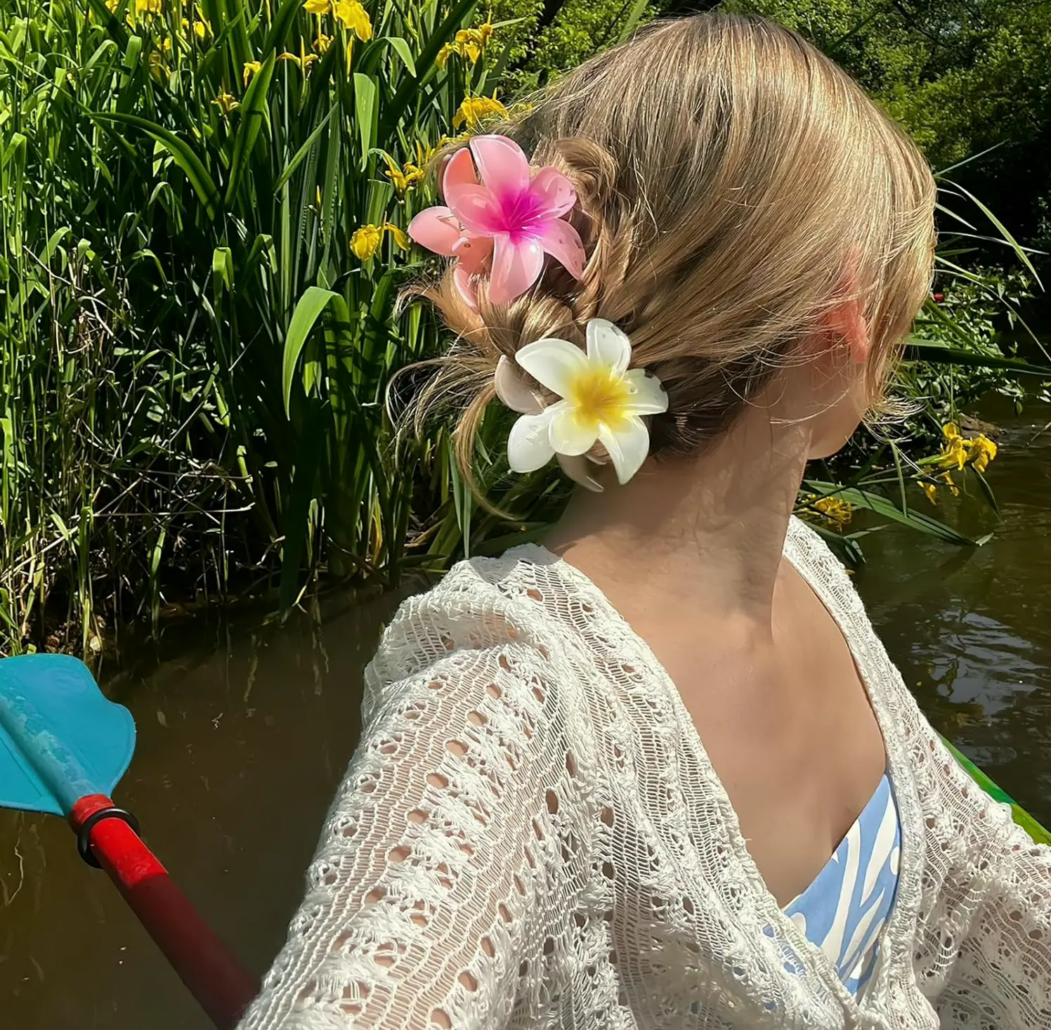 Flower Hair Claw Clips - 4PCS for Dense Locks, Strong Grip