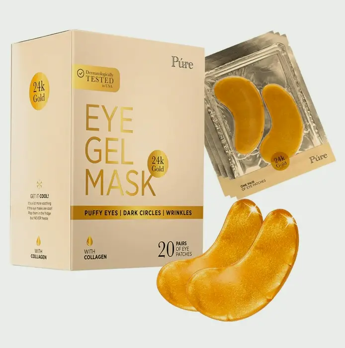 Gold Eye Mask: Reduce Swollen Eyes, Lines, Dark Circles (20 Sets)