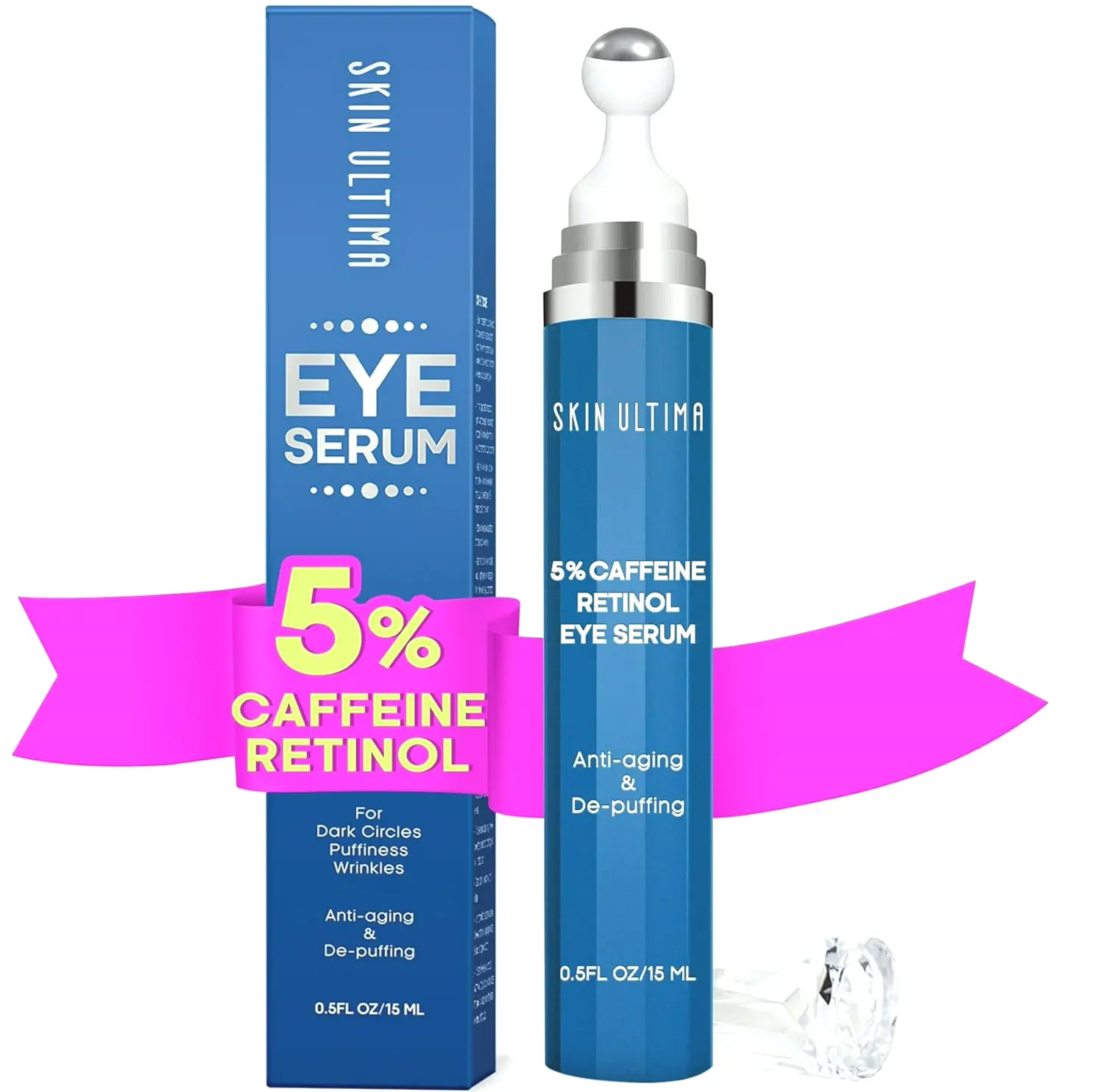 5% Caffeine & Retinol Eye Serum with Roller Ball - Diminish Dark Circles
