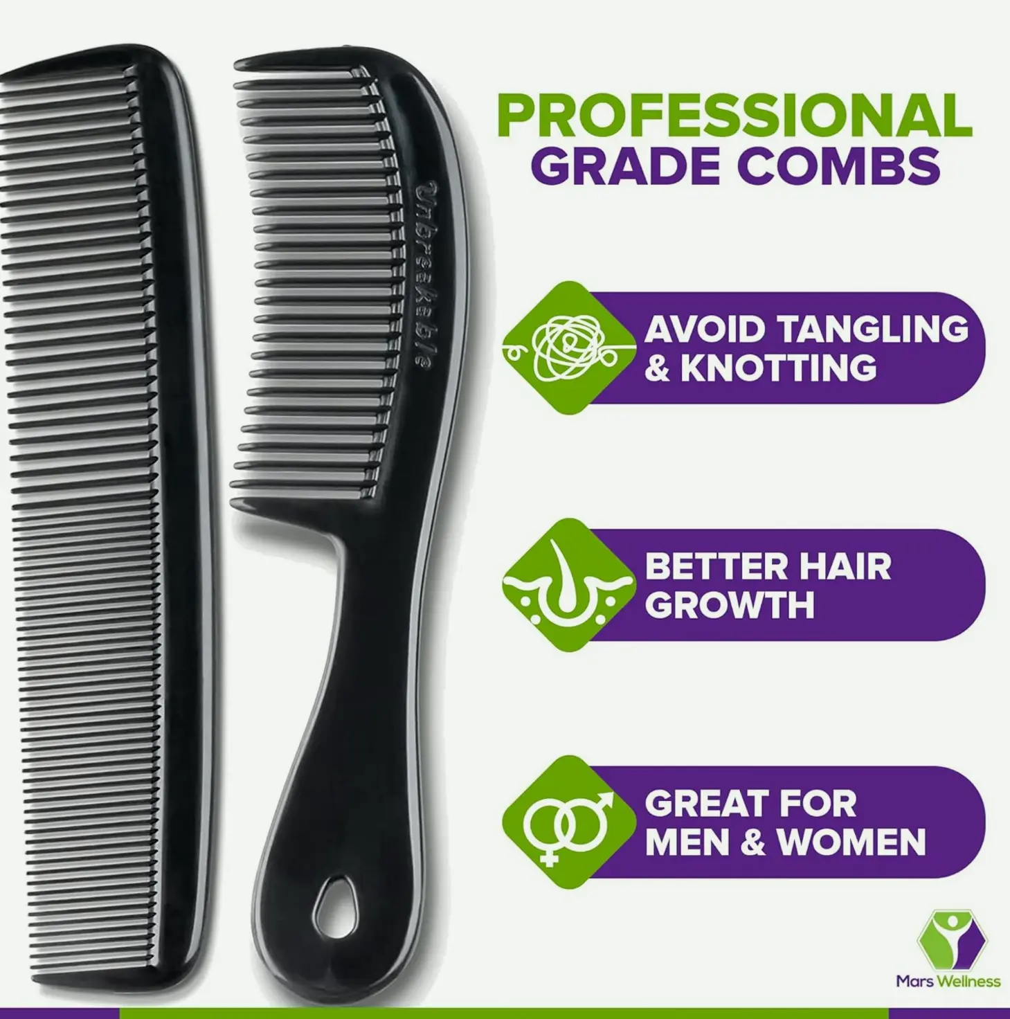 Mars 4-Piece Professional Comb Set - USA Made Styling Combs
