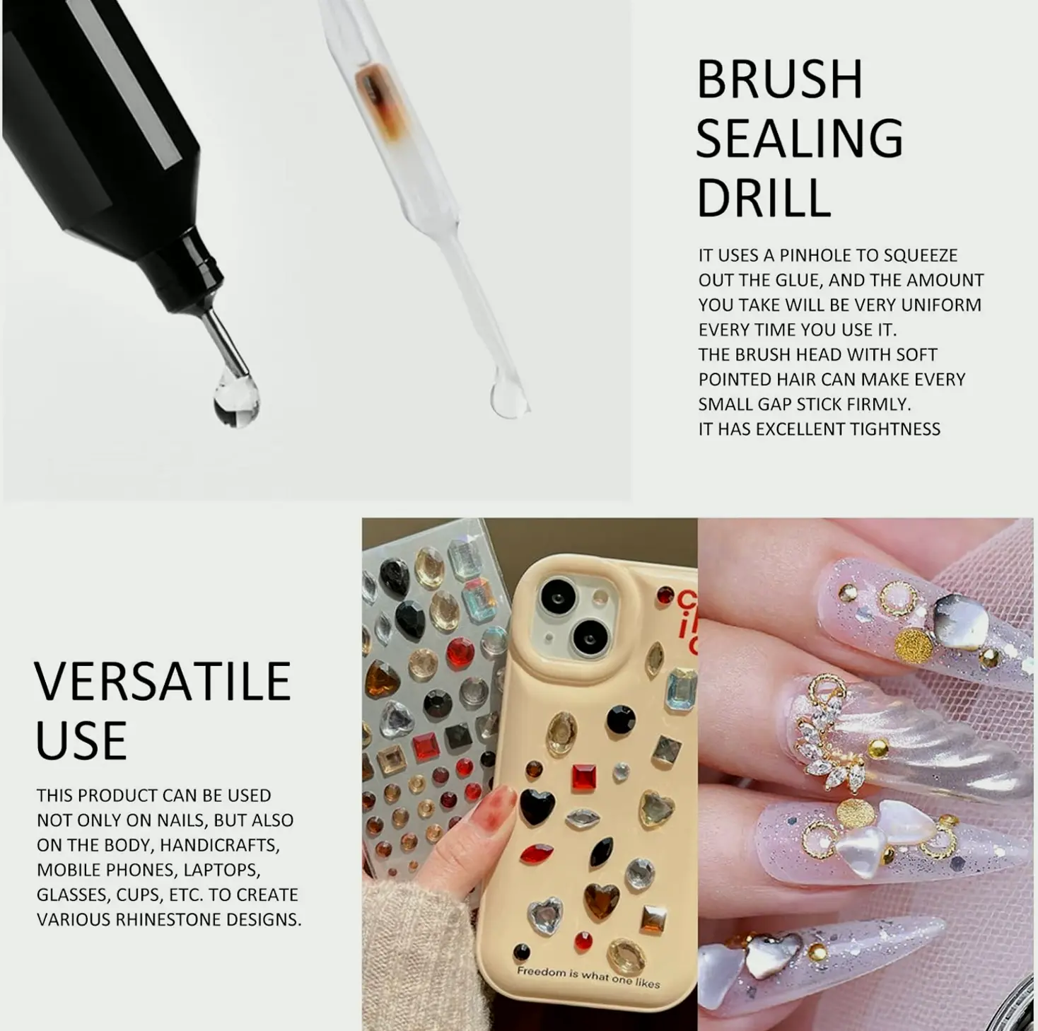 Ownest 2 Pcs Nail Glue Stick Resin Polishing Agent, Glue Decoration Crystal Diamond Jewelry, Light Required - 10ml