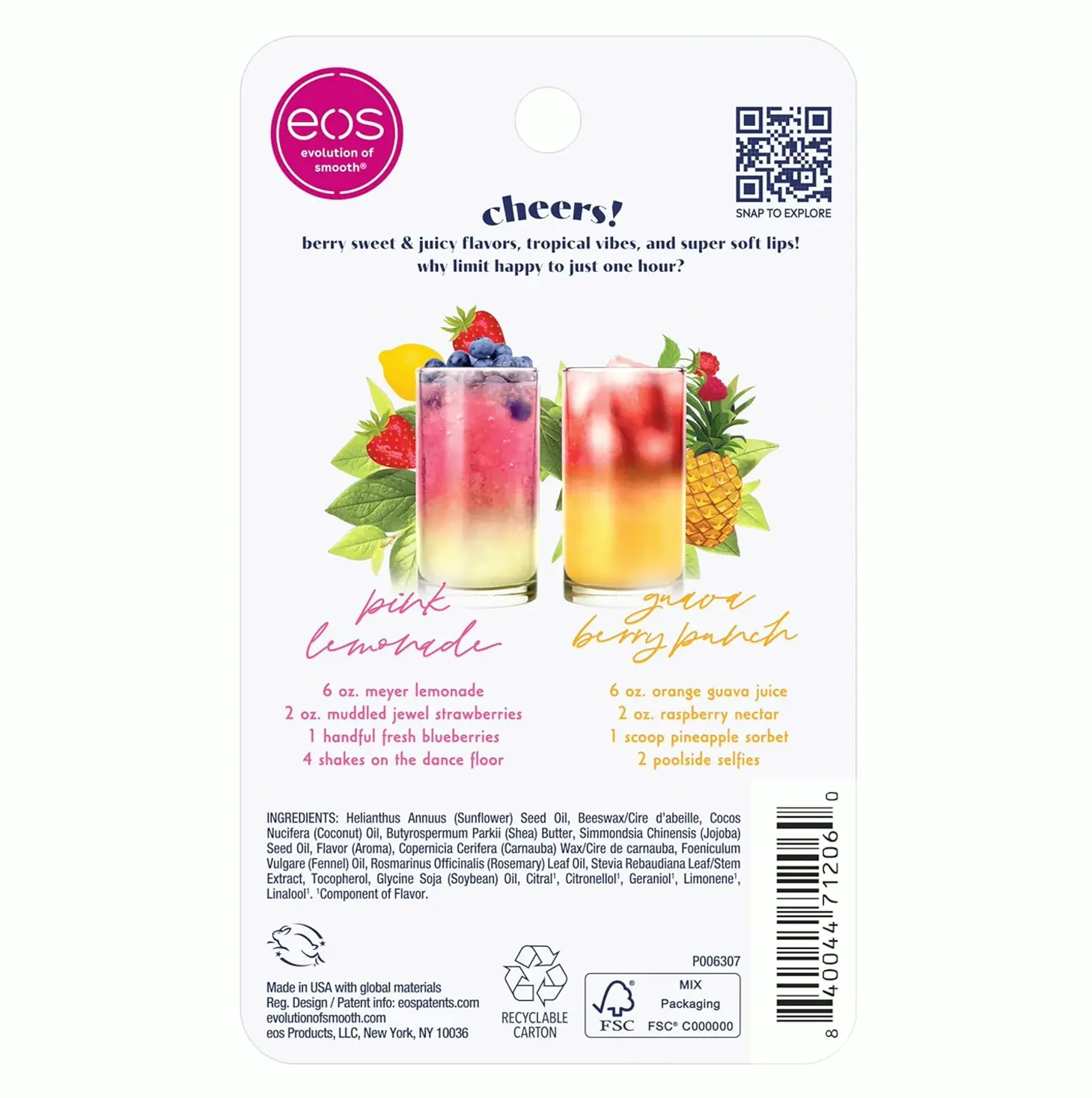 Sunset Sips by eos Lip Care 2-Pack - Pink Lemonade & Berry Punch